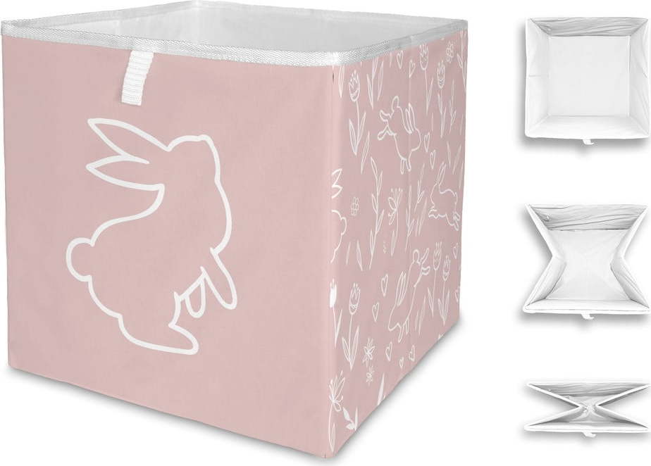 Růžový látkový dětský úložný box Sweet Bunnies - Butter Kings Butter Kings