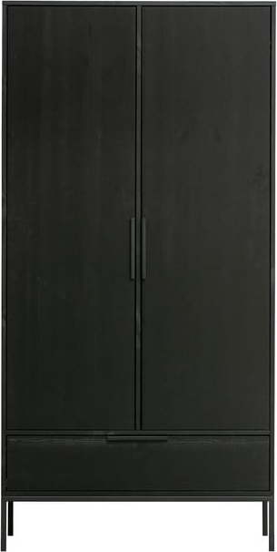 Černá šatní skříň z borovicového dřeva 100x200 cm Adam - WOOOD WOOOD