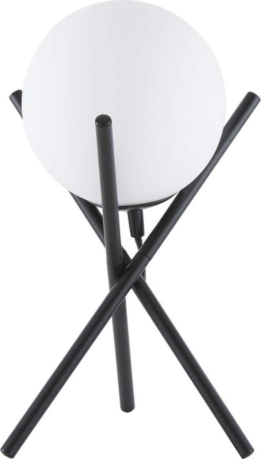 Černo-bílý stolní lampa se skleněným stínidlem Westwing Collection Erik