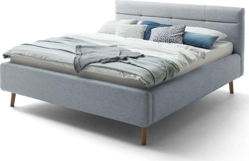 Modrá čalouněná dvoulůžková postel s úložným prostorem s roštem 160x200 cm Lotte - Meise Möbel Meise Möbel