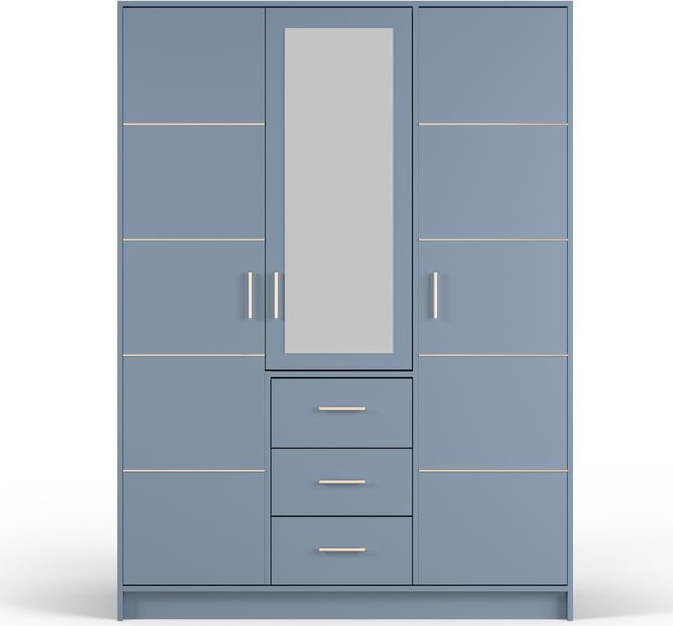 Modrá šatní skříň se zrcadlem 147x200 cm Burren - Cosmopolitan Design Cosmopolitan design