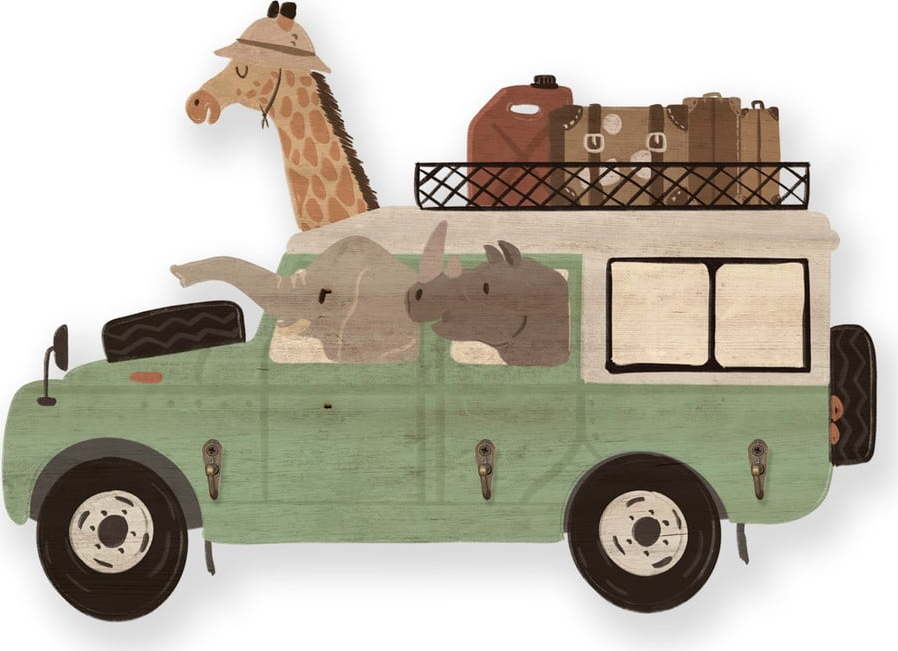 Zelený dětský nástěnný věšák Safari Van - Little Nice Things Little Nice Things
