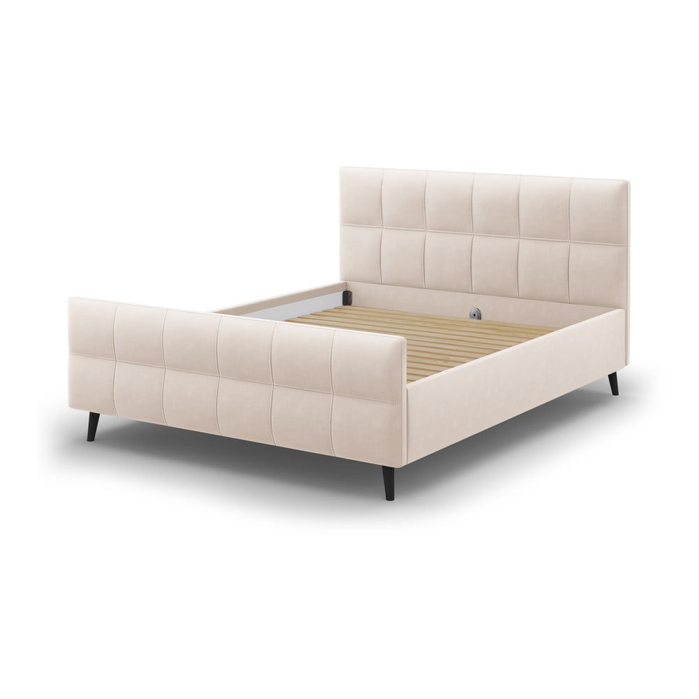 Béžová čalouněná dvoulůžková postel s roštem 140x200 cm Gigi - Micadoni Home Micadoni Home