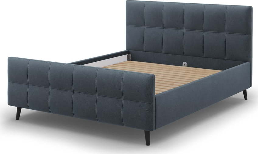 Modrošedá čalouněná dvoulůžková postel s roštem 140x200 cm Gigi - Micadoni Home Micadoni Home