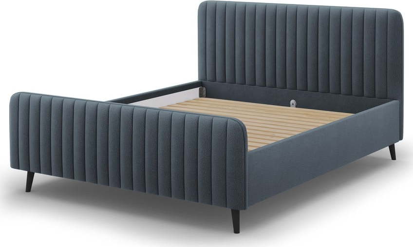 Modrošedá čalouněná dvoulůžková postel s roštem 140x200 cm Lily - Micadoni Home Micadoni Home