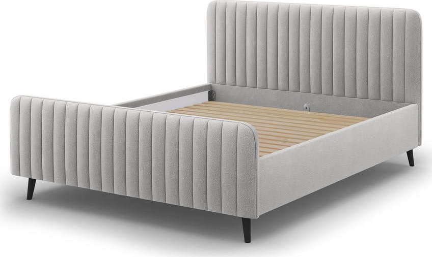 Světle šedá čalouněná dvoulůžková postel s roštem 140x200 cm Lily - Micadoni Home Micadoni Home