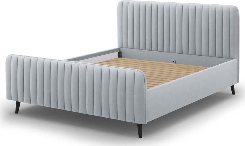 Světle šedá čalouněná dvoulůžková postel s roštem 180x200 cm Lily - Micadoni Home Micadoni Home