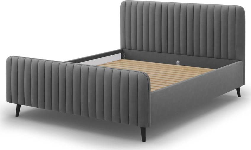 Tmavě šedá čalouněná dvoulůžková postel s roštem 160x200 cm Lily - Micadoni Home Micadoni Home