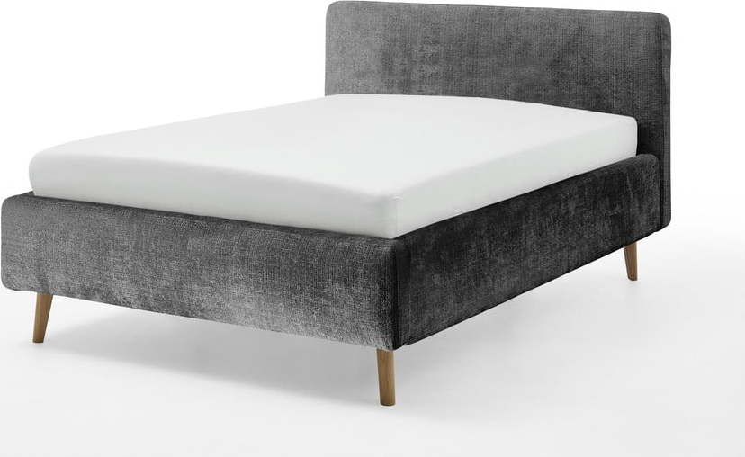 Tmavě šedá čalouněná dvoulůžková postel s úložným prostorem s roštem 140x200 cm Mattis - Meise Möbel Meise Möbel