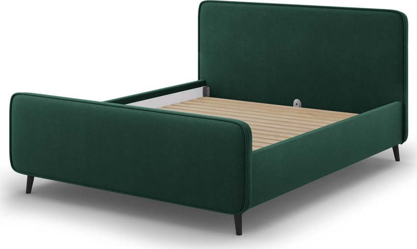 Zelená čalouněná dvoulůžková postel s roštem 160x200 cm Kaia - Micadoni Home Micadoni Home