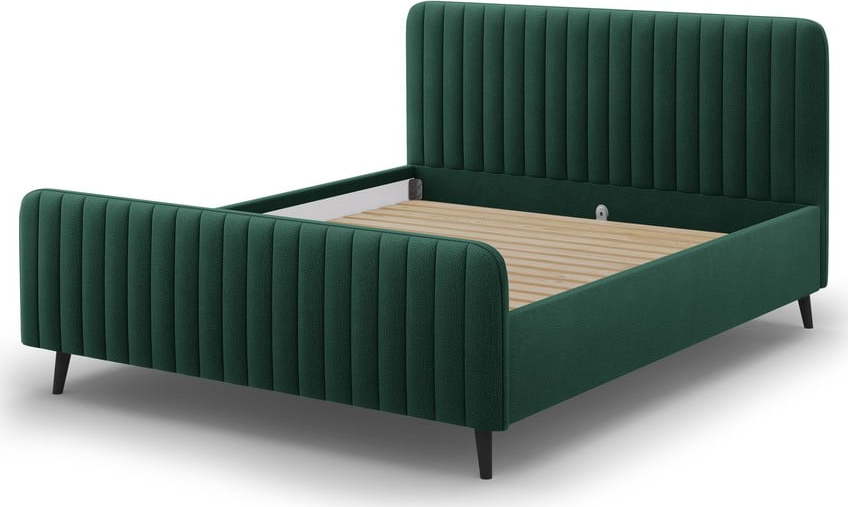 Zelená čalouněná dvoulůžková postel s roštem 160x200 cm Lily - Micadoni Home Micadoni Home