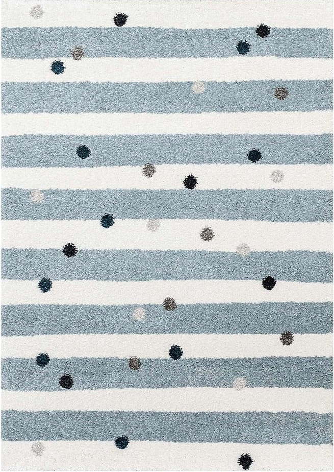 Bílo-modrý antialergenní dětský koberec 230x160 cm Stripes nad Dots - Yellow Tipi Yellow Tipi
