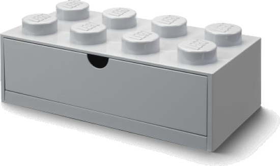 Šedý stolní box se zásuvkou LEGO® Brick
