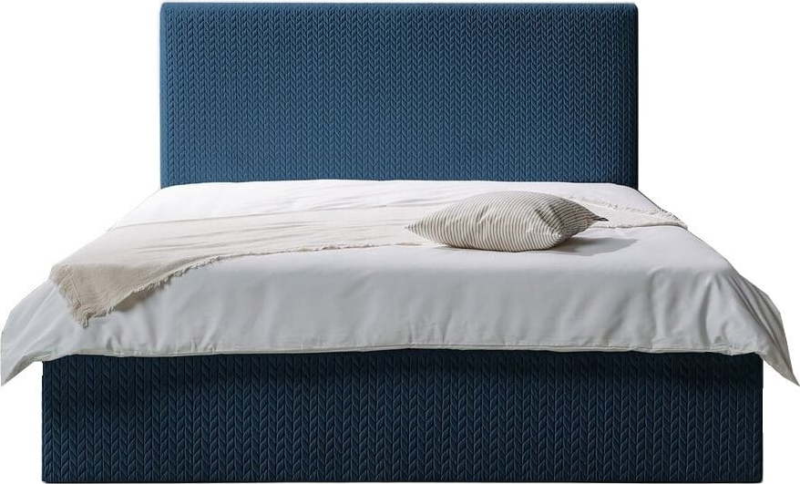 Tmavě modrá čalouněná dvoulůžková postel s úložným prostorem s roštem 160x200 cm Adele - Bobochic Paris Bobochic Paris