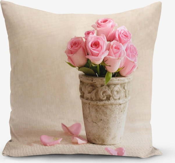 Povlak na polštář s příměsí bavlny Minimalist Cushion Covers Pink Rose