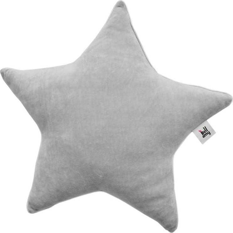 Šedý dětský lněný polštář ve tvaru hvězdy BELLAMY Velvet BELLAMY