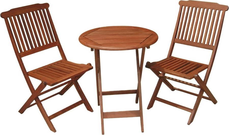 Set 2 balkonových židlí a stolu z eukalyptového dřeva ADDU Prague Garden Pleasure