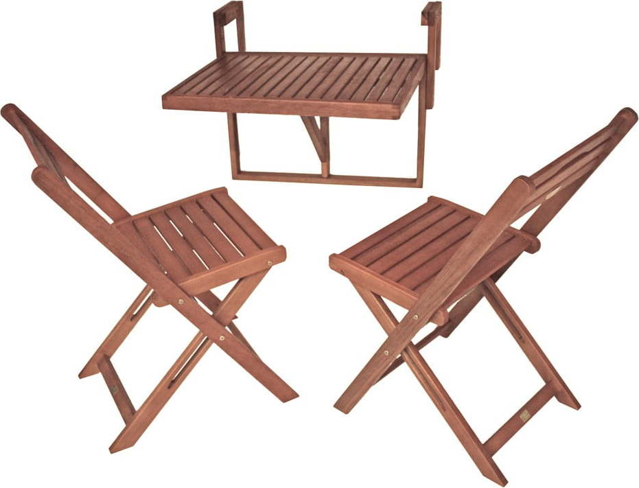 Set 2 židlí a závěsného stolku z eukalyptového dřeva ADDU Balcony Berkeley Garden Pleasure