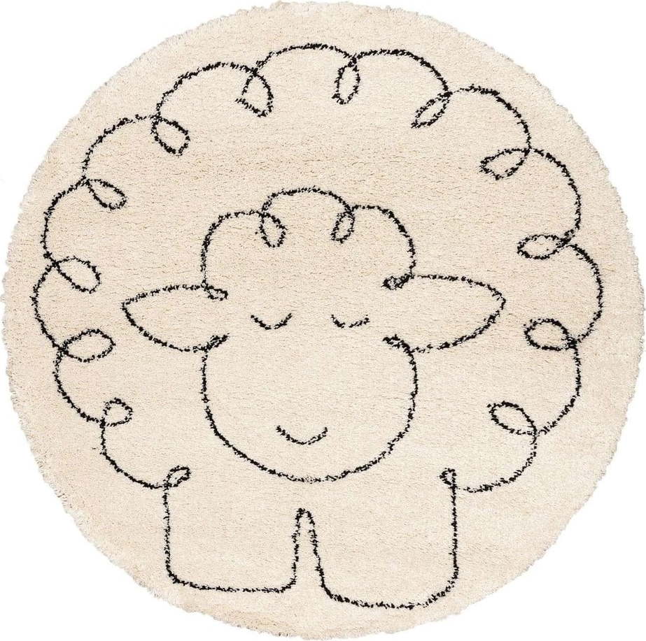 Béžový antialergenní dětský koberec ø 160 cm Fluffy Sheep - Yellow Tipi Yellow Tipi
