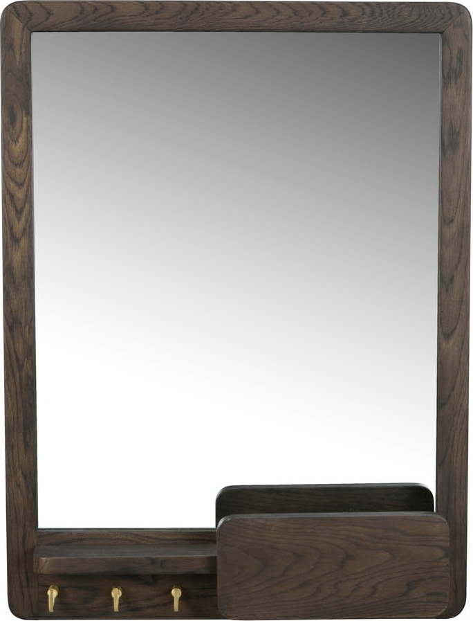 Nástěnné zrcadlo s poličkou s dřevěným rámem 45x60 cm Inverness - Rowico Rowico
