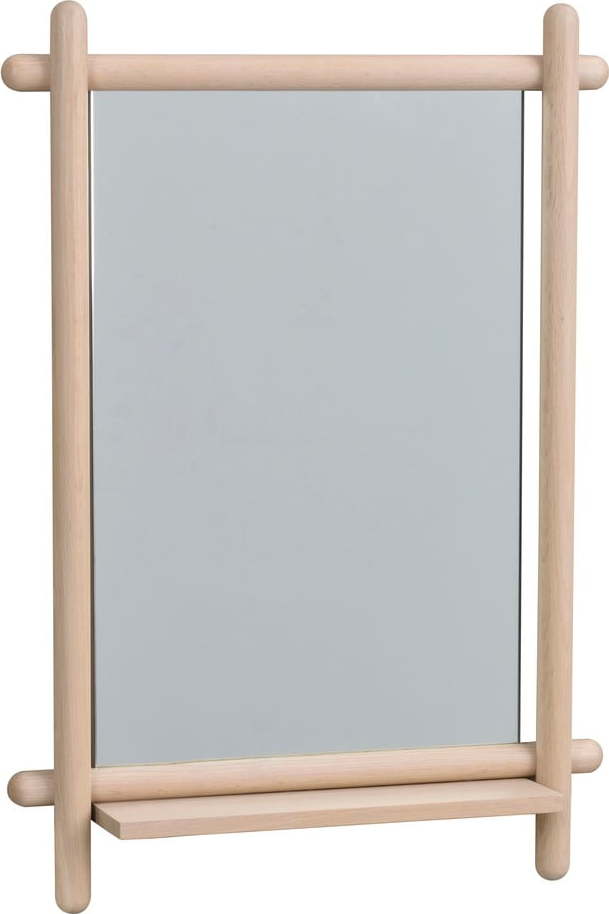 Nástěnné zrcadlo s poličkou s dřevěným rámem 52x74 cm Milford - Rowico Rowico