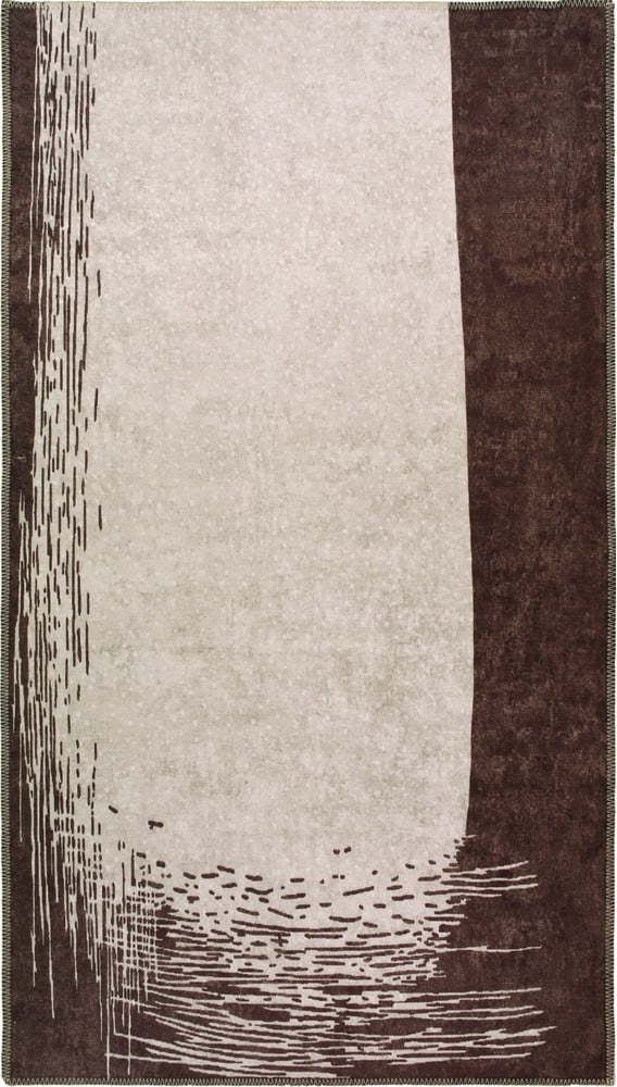 Tmavě hnědo-krémový pratelný koberec 150x80 cm - Vitaus Vitaus