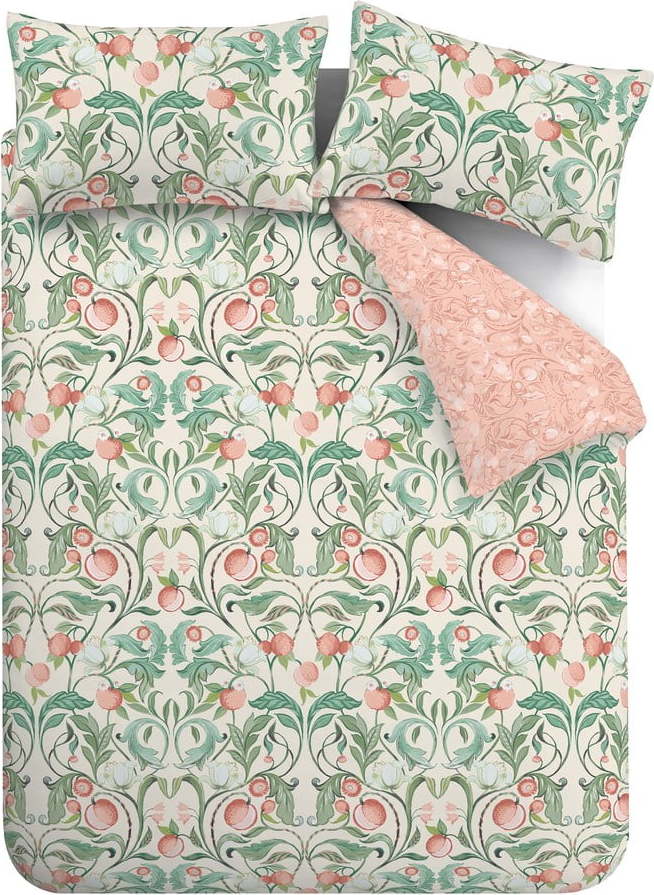 Zeleno-růžové povlečení na dvoulůžko 200x200 cm Clarence Floral - Catherine Lansfield Catherine Lansfield