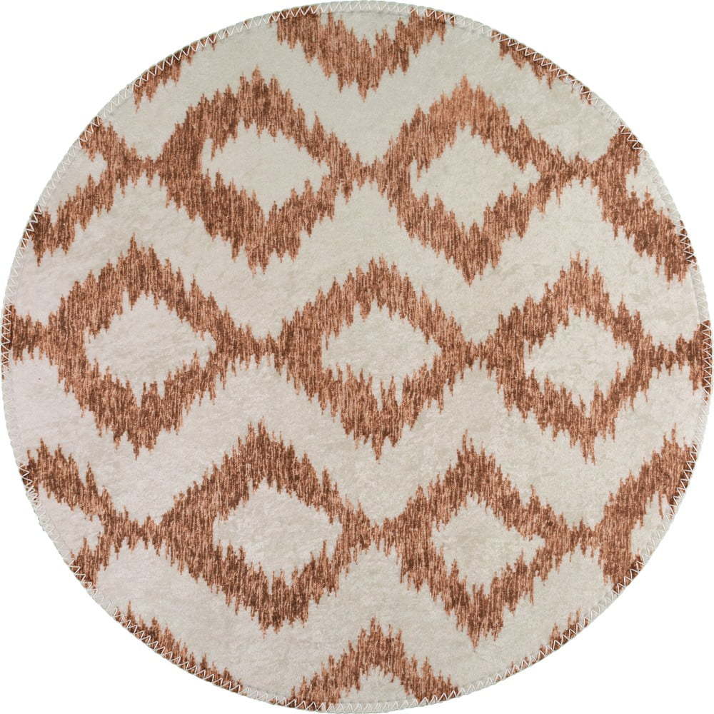 Bílo-oranžový pratelný kulatý koberec ø 100 cm – Vitaus Vitaus