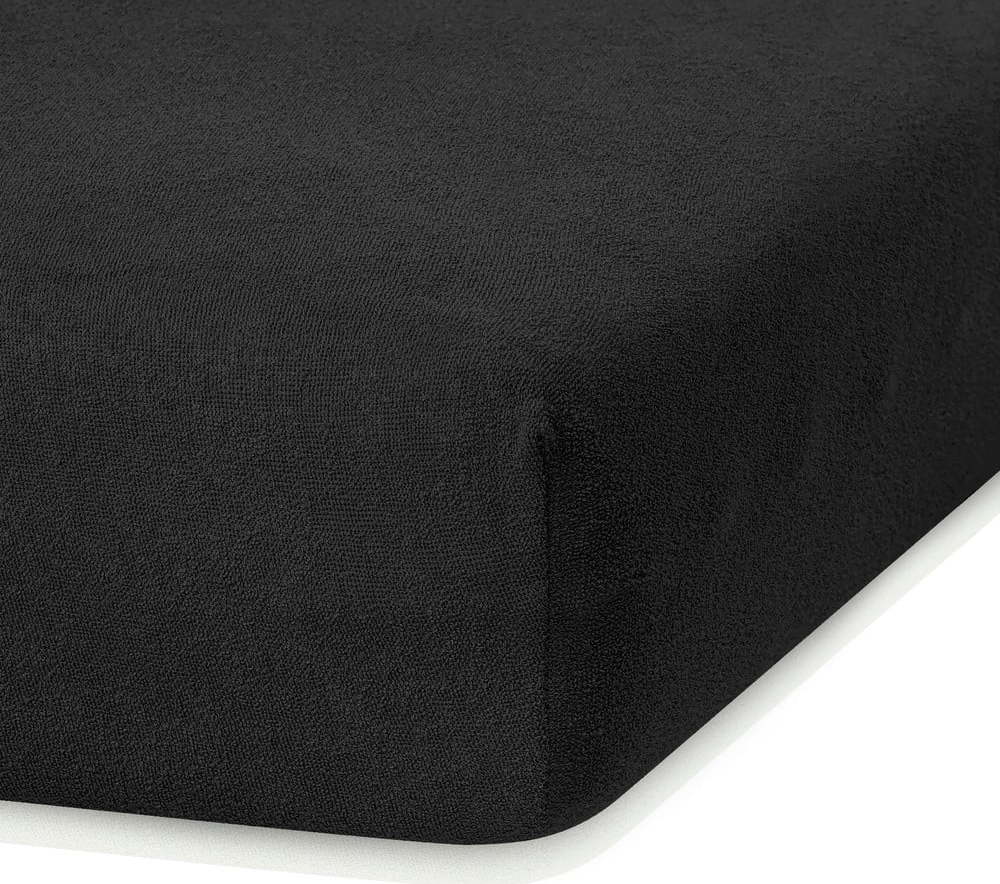 Černé elastické prostěradlo s vysokým podílem bavlny AmeliaHome Ruby