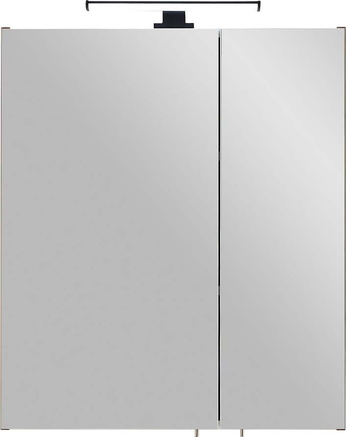 Hnědá závěsná koupelnová skříňka se zrcadlem 60x70 cm Set 374 - Pelipal Pelipal
