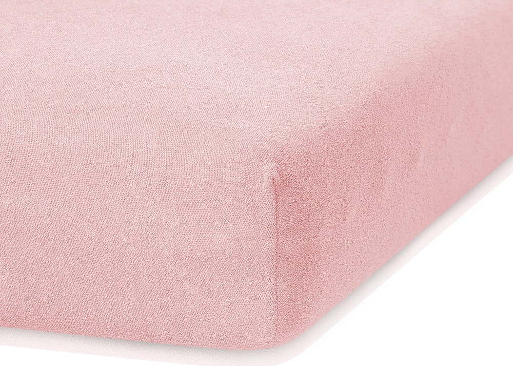 Světle růžové elastické prostěradlo s vysokým podílem bavlny AmeliaHome Ruby