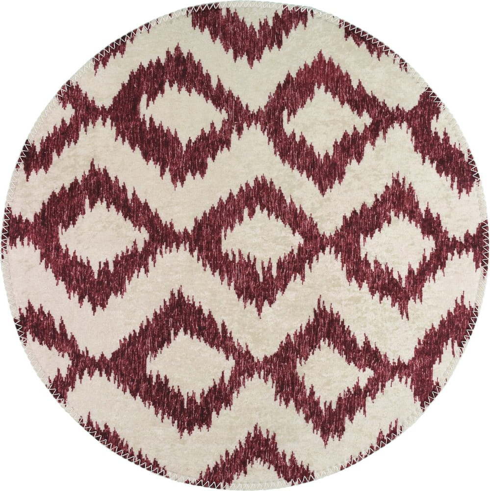 Vínovo-bílý pratelný kulatý koberec ø 100 cm – Vitaus Vitaus