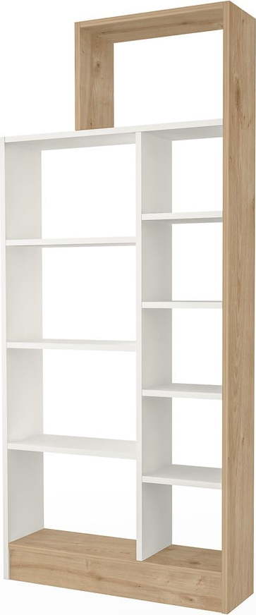 Bílá přírodní knihovna v dekoru borovice 75x171 cm Zerre – Gauge Concept Gauge Concept