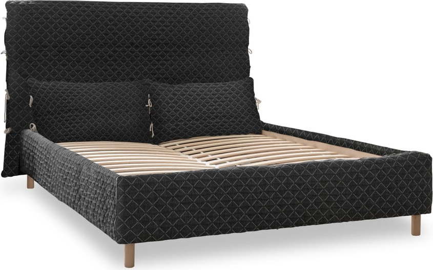 Černá čalouněná dvoulůžková postel s roštem 160x200 cm Sleepy Luna – Miuform Miuform