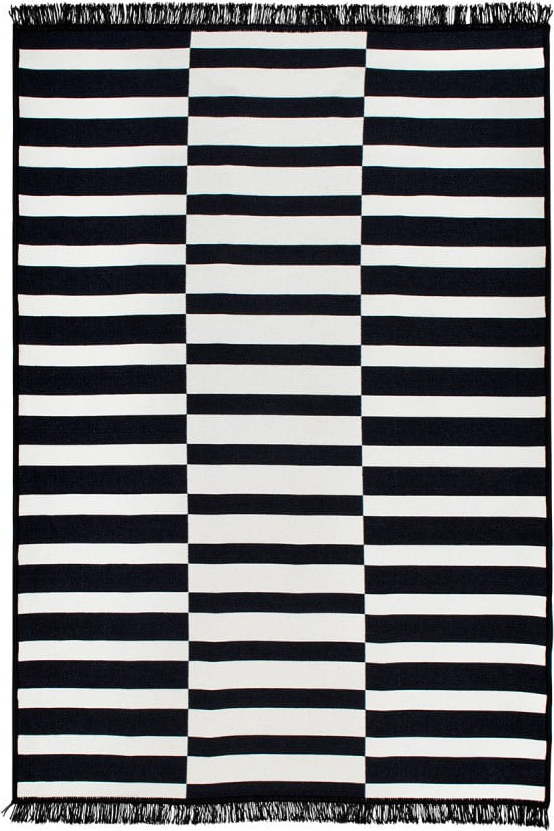 Černo-bílý oboustranný koberec Poros