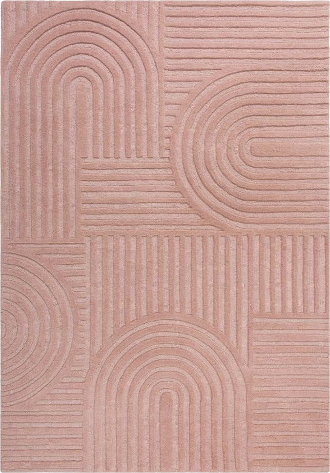 Růžový vlněný koberec Flair Rugs Zen Garden