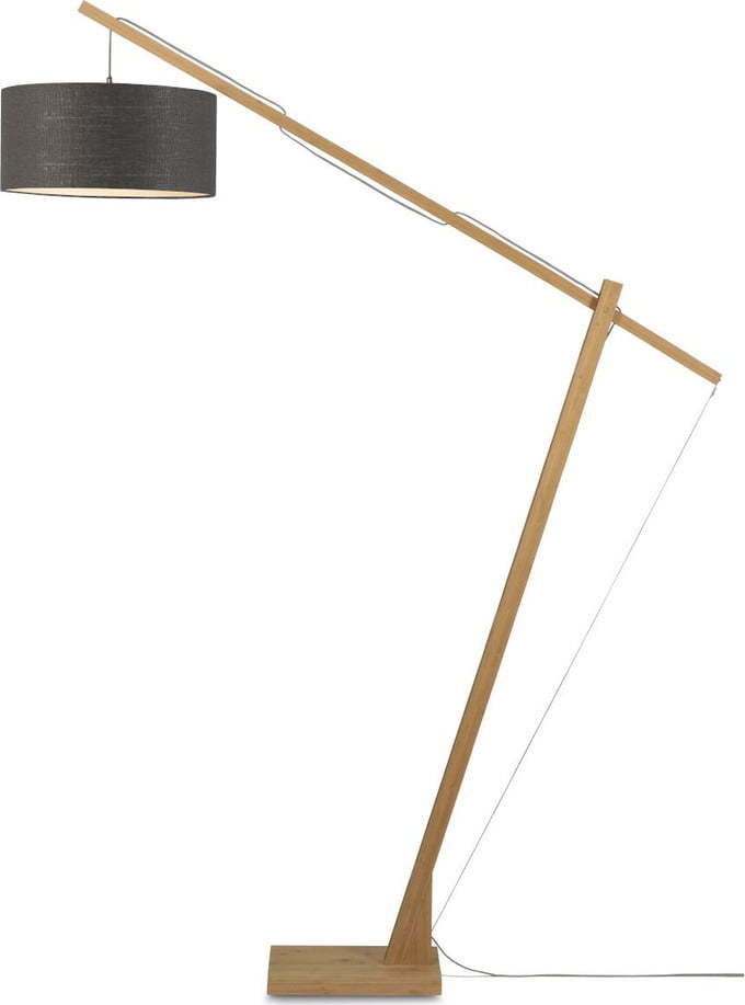 Stojací lampa s tmavě šedým stínidlem a konstrukcí z bambusu Good&Mojo Montblanc Good&Mojo