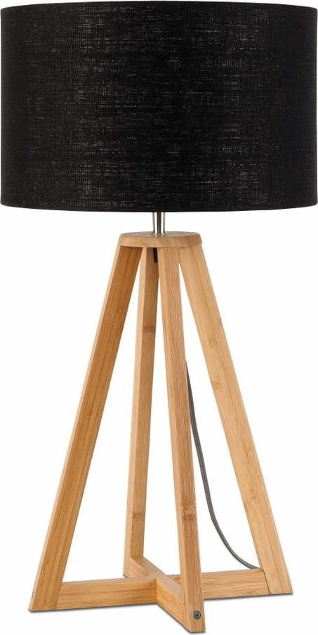 Stolní lampa s černým stínidlem a konstrukcí z bambusu Good&Mojo Everest Good&Mojo