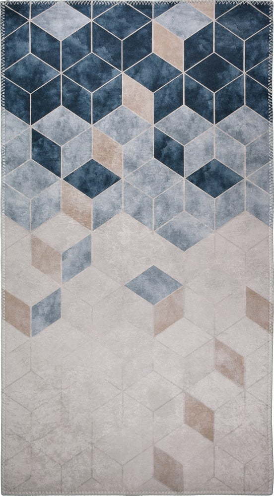 Tmavě modro-krémový pratelný koberec 180x120 cm - Vitaus Vitaus