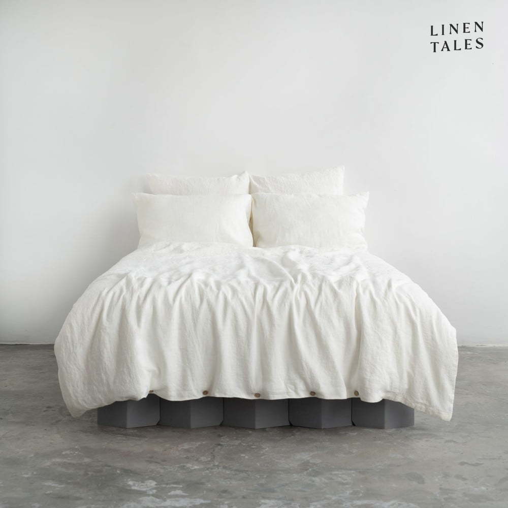 Bílé lněné prodloužené povlečení na jednolůžko 165x220 cm – Linen Tales Linen Tales