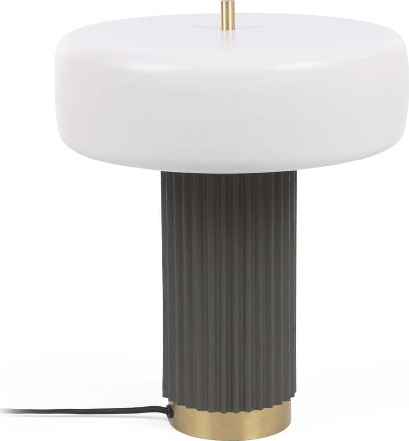 Bílo-zelená stolní lampa s kovovým stínidlem (výška 37