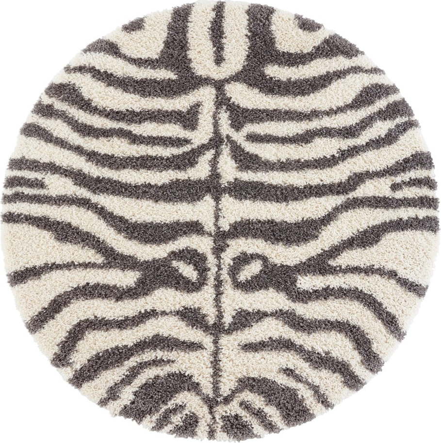 Šedý/béžový kulatý koberec ø 160 cm Striped Animal - Ragami Ragami