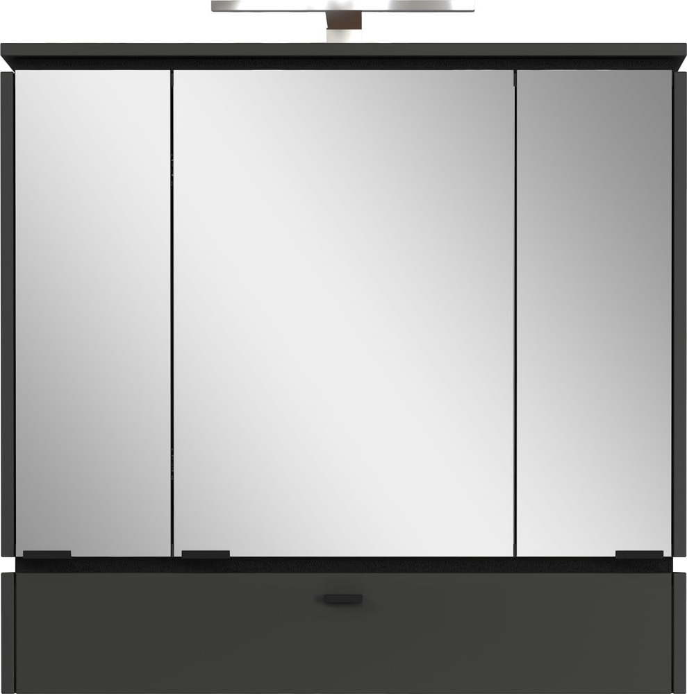 Antracitová koupelnová skříňka se zrcadlem a osvětlením 79x80 cm Modesto – Germania Germania