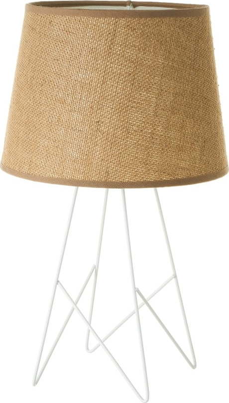 Bílá přírodní stolní lampa s textilním stínidlem (výška 38