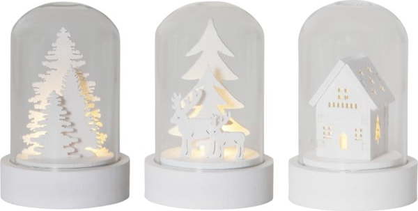 Bílé světelné dekorace s vánočním motivem v sadě 3 ks ø 5