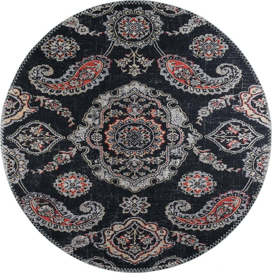 Černý pratelný kulatý koberec ø 100 cm – Vitaus Vitaus