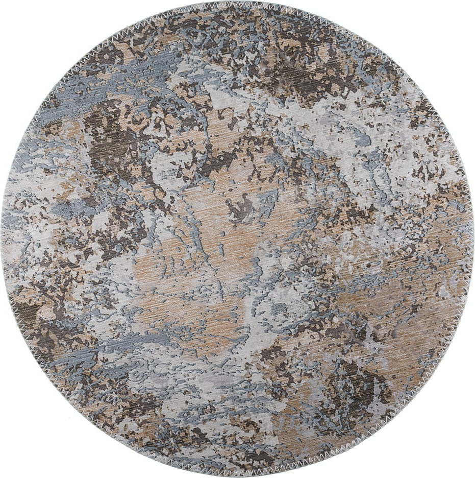 Světle hnědý pratelný kulatý koberec ø 100 cm – Vitaus Vitaus