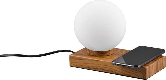 Bílo-hnědá stolní lampa s bezdrátovou nabíječkou (výška 15 cm) Chloe – Trio TRIO