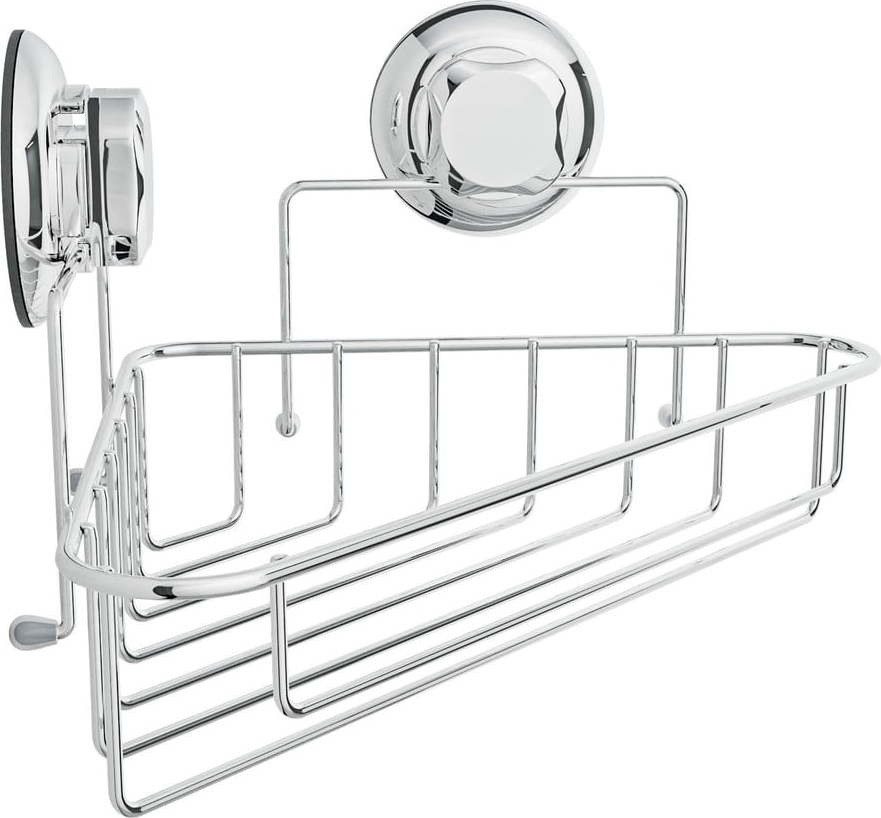 Rohová samodržící kovová koupelnová polička ve stříbrné barvě Bestlock Bath – Compactor Compactor