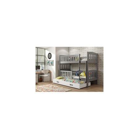 Dětská patrová postel KUBUS s výsuvnou postelí 80x190 cm - grafit Bílá BMS